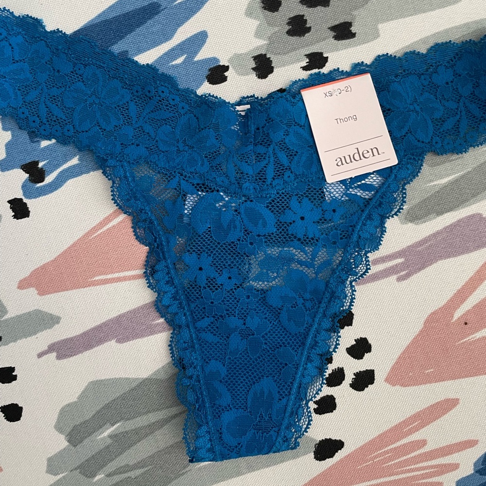 Blue lace thong
